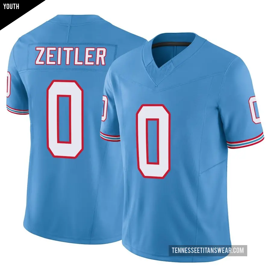 Youth Tennessee Titans ＃0 Kevin Zeitler Light Blue Limited Vapor F.U.S.E. Jersey
