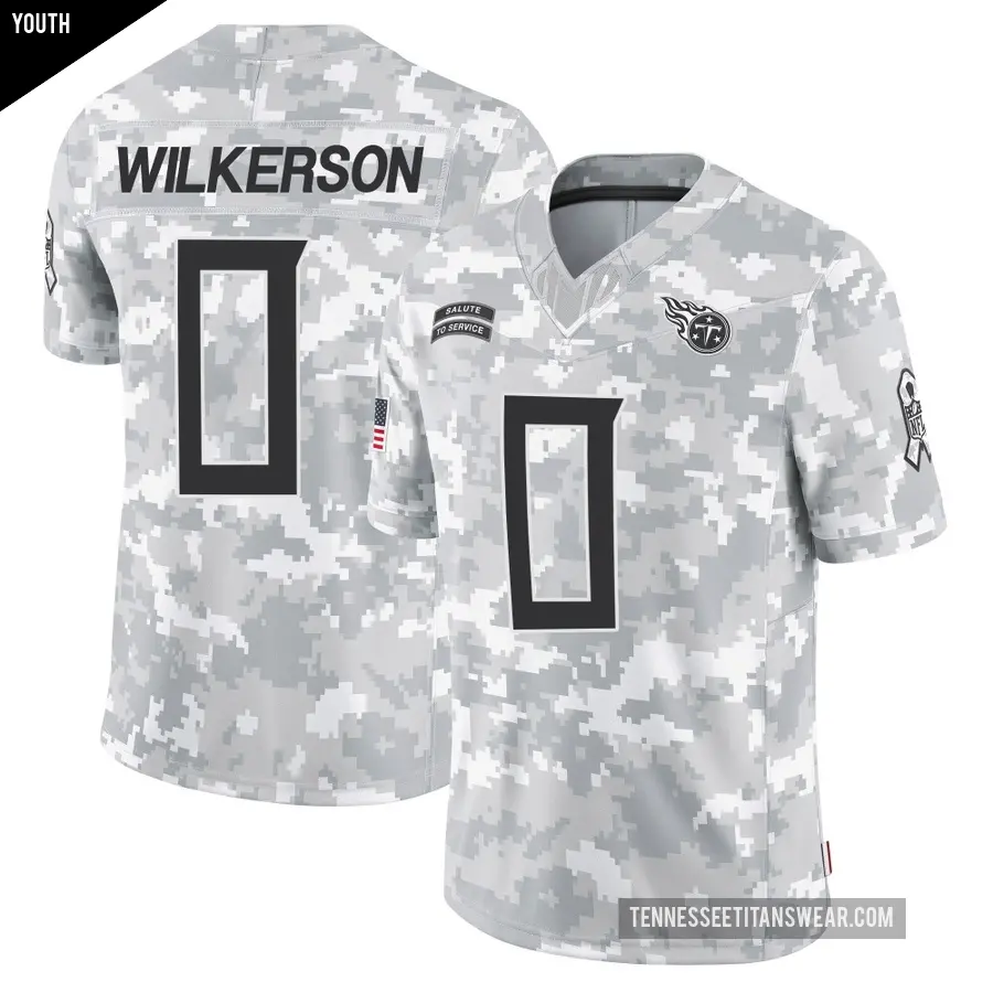 Youth Tennessee Titans ＃0 Kristian Wilkerson Arctic Camo Limited 2024 Salute to Service Jersey