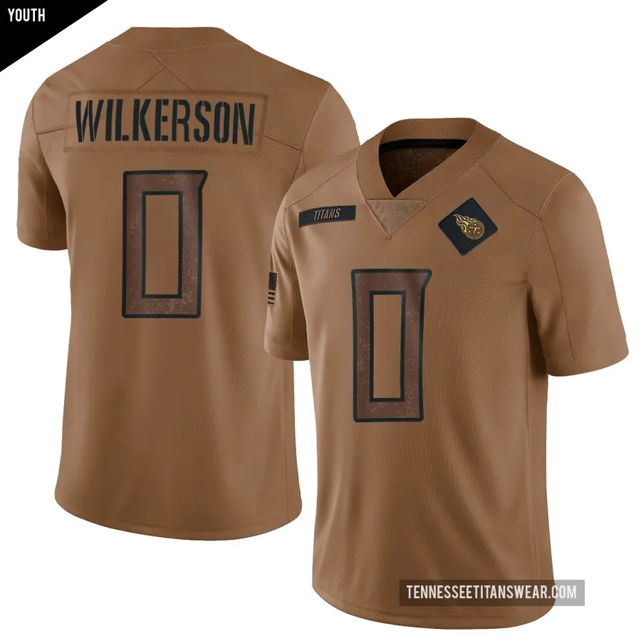 Youth Tennessee Titans ＃0 Kristian Wilkerson Brown Limited 2023 Salute To Service Jersey
