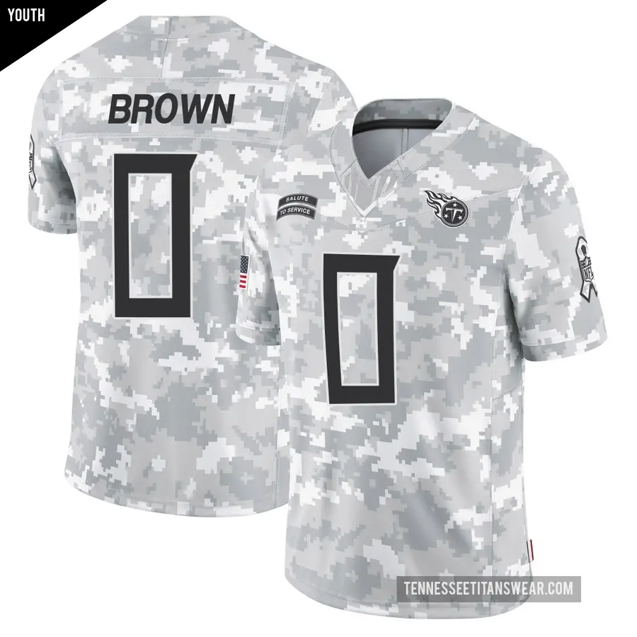 Youth Tennessee Titans ＃0 Sean Brown Arctic Camo Limited 2024 Salute to Service Jersey