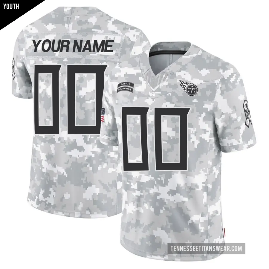 Youth Tennessee Titans ＃00 Custom Arctic Camo Limited 2024 Salute to Service Jersey