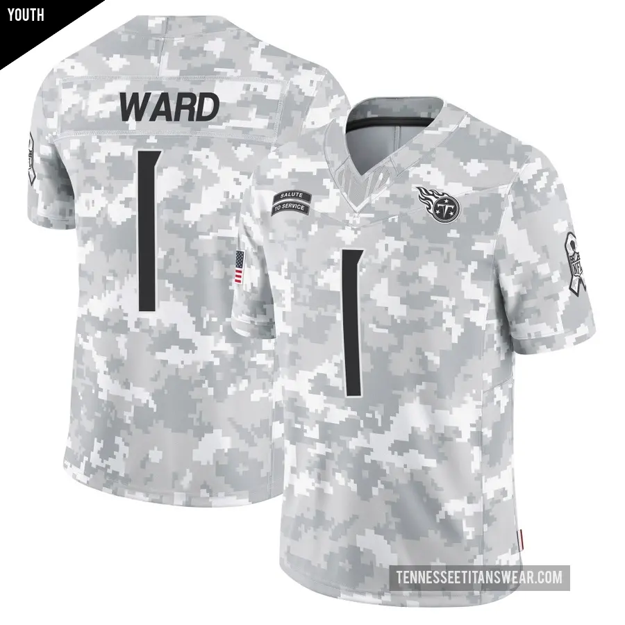 Youth Tennessee Titans ＃1 Cam Ward Arctic Camo Limited 2024 Salute to Service Jersey
