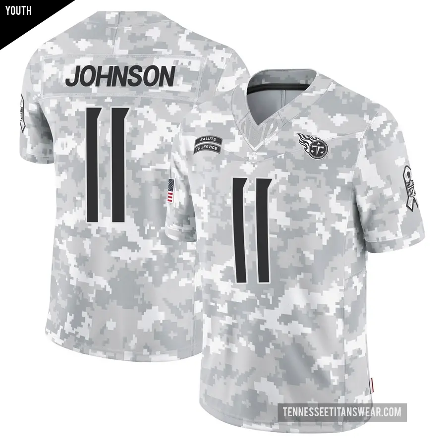 Youth Tennessee Titans ＃11 Jermaine Johnson Arctic Camo Limited 2024 Salute to Service Jersey