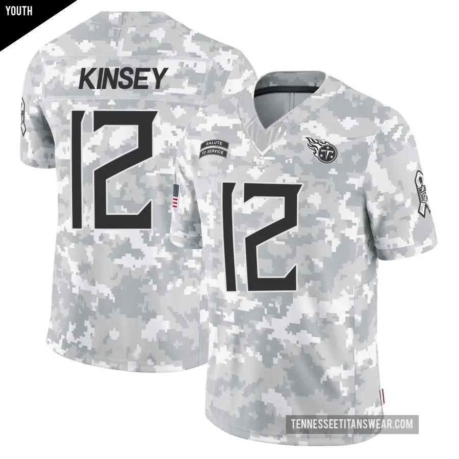 Youth Tennessee Titans ＃12 Mason Kinsey Arctic Camo Limited 2024 Salute to Service Jersey