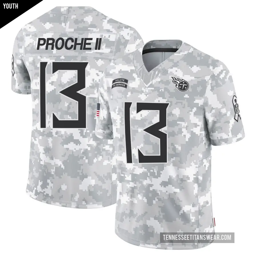 Youth Tennessee Titans ＃13 James Proche II Arctic Camo Limited 2024 Salute to Service Jersey