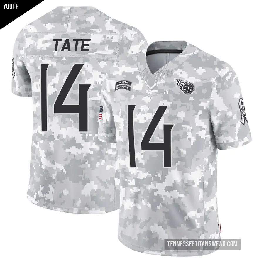 Youth Tennessee Titans ＃14 Carnell Tate Arctic Camo Limited 2024 Salute to Service Jersey