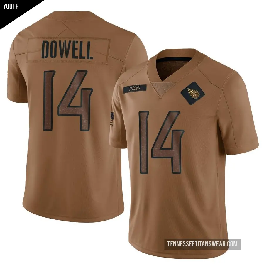 Youth Tennessee Titans ＃14 Colton Dowell Brown Limited 2023 Salute To Service Jersey