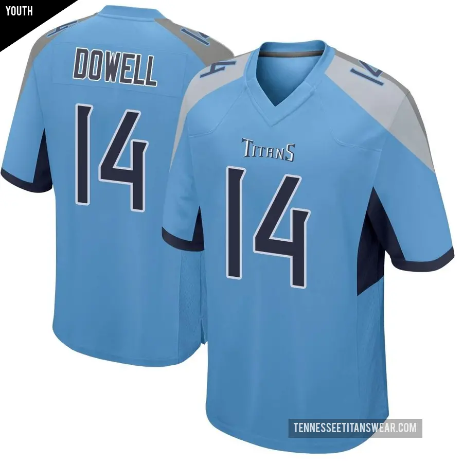 Youth Tennessee Titans ＃14 Colton Dowell Light Blue Game Jersey