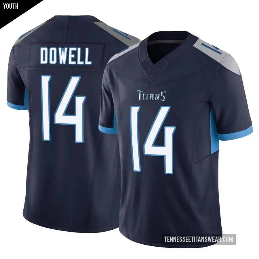 Youth Tennessee Titans ＃14 Colton Dowell Navy Limited Vapor F.U.S.E. Jersey
