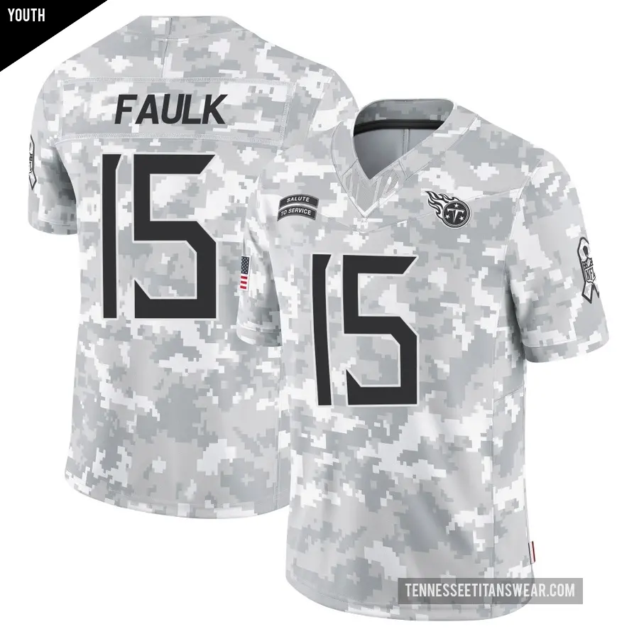 Youth Tennessee Titans ＃15 Keldric Faulk Arctic Camo Limited 2024 Salute to Service Jersey