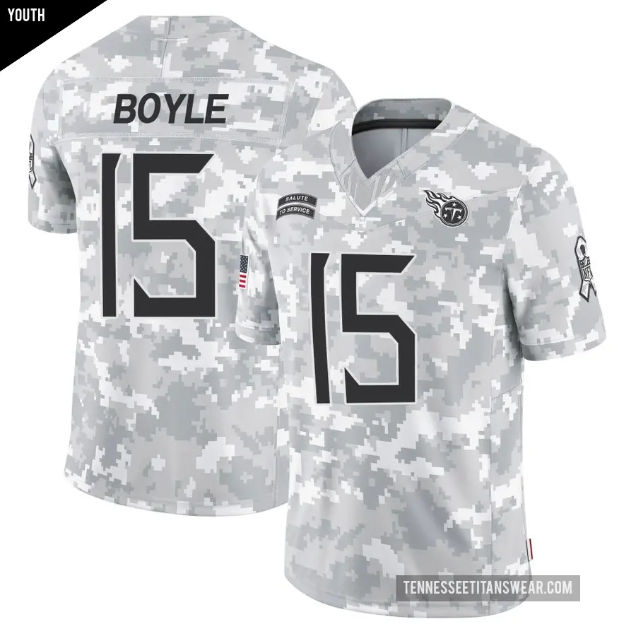 Youth Tennessee Titans ＃15 Tim Boyle Arctic Camo Limited 2024 Salute to Service Jersey