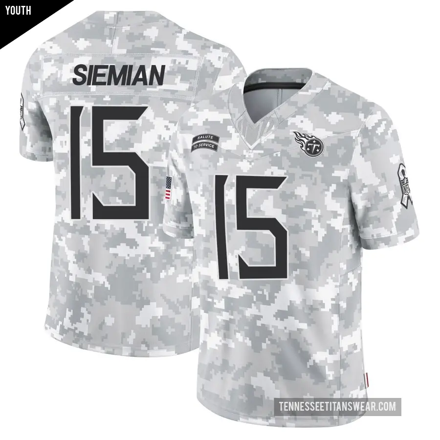 Youth Tennessee Titans ＃15 Trevor Siemian Arctic Camo Limited 2024 Salute to Service Jersey