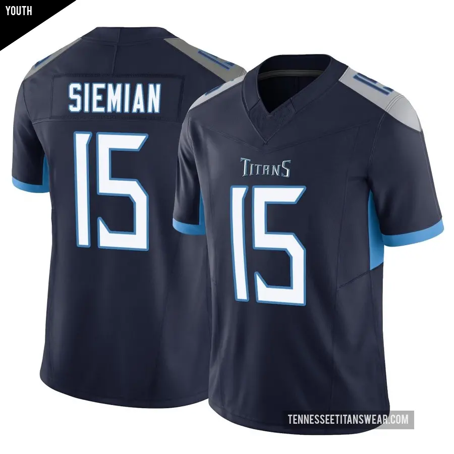 Youth Tennessee Titans ＃15 Trevor Siemian Navy Limited Vapor F.U.S.E. Jersey