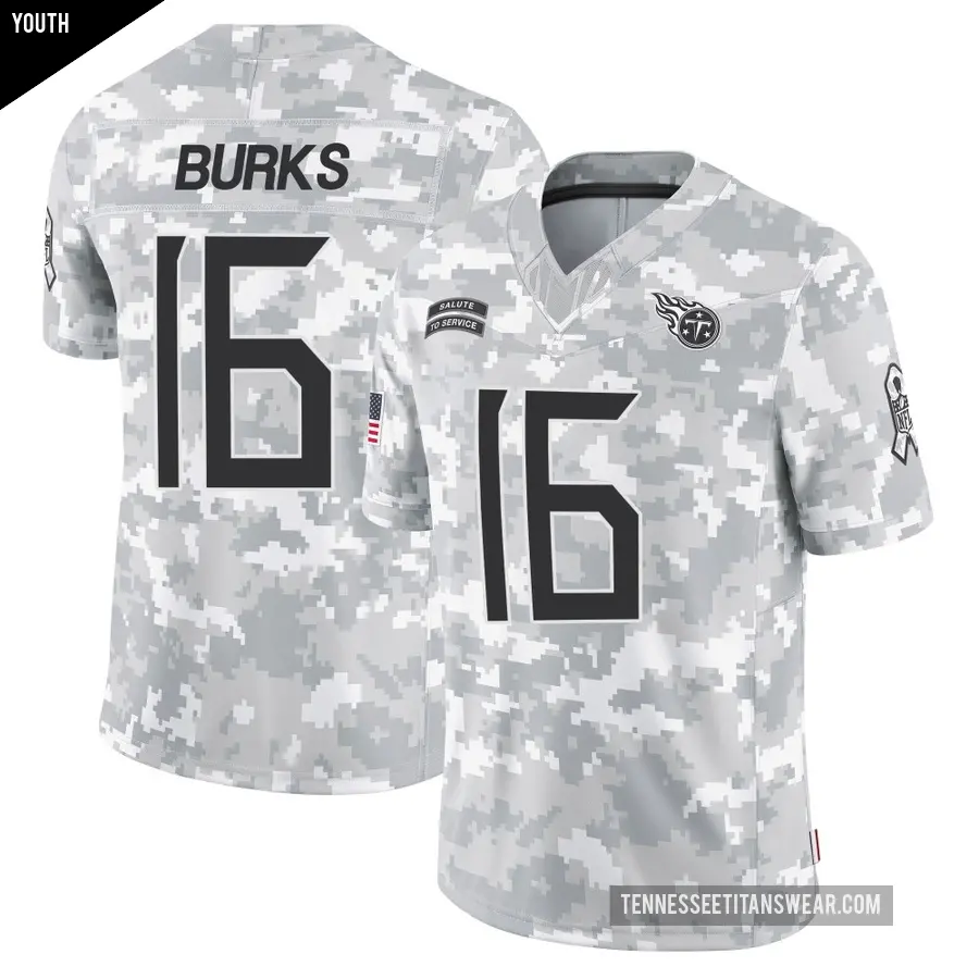 Youth Tennessee Titans ＃16 Treylon Burks Arctic Camo Limited 2024 Salute to Service Jersey