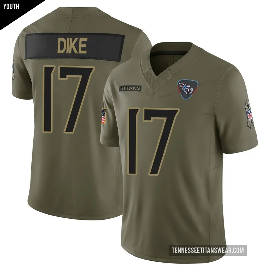 Youth Tennessee Titans ＃17 Chimere Dike Olive Limited 2025 Salute to Service Jersey