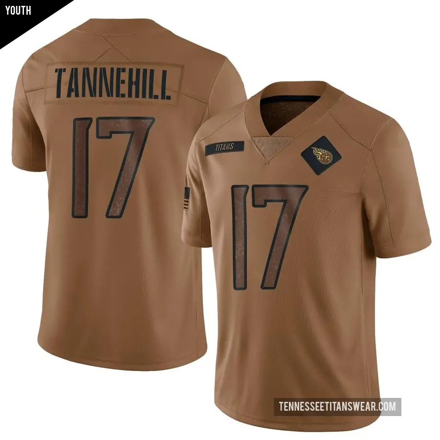 Youth Tennessee Titans ＃17 Ryan Tannehill Brown Limited 2023 Salute To Service Jersey