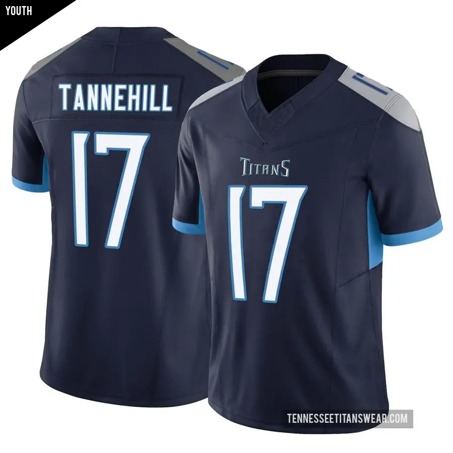 Youth Tennessee Titans ＃17 Ryan Tannehill Navy Limited Vapor F.U.S.E. Jersey
