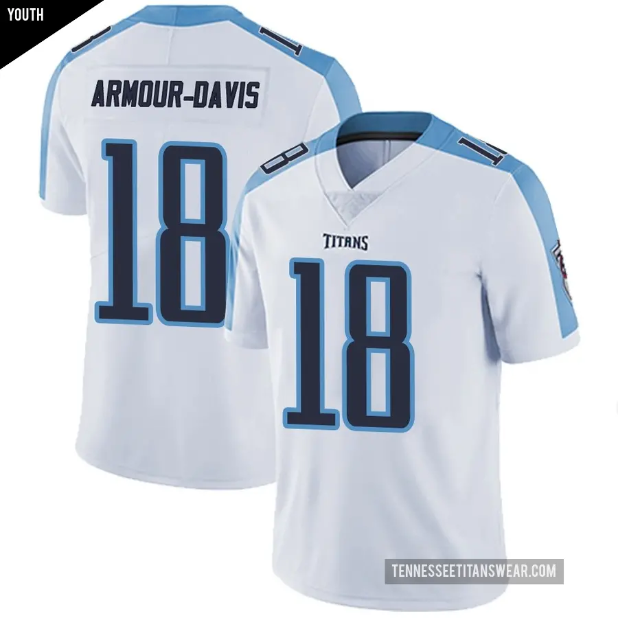 Youth Tennessee Titans ＃18 Jalyn Armour-Davis White Limited Vapor Untouchable Jersey