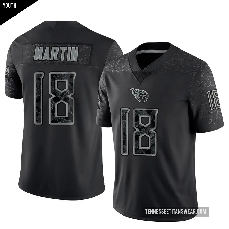 Youth Tennessee Titans ＃18 Tay Martin Black Limited Reflective Jersey
