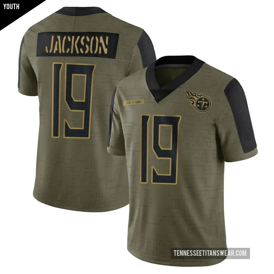 Youth Tennessee Titans ＃19 Jha'Quan Jackson Olive Limited 2021 Salute To Service Jersey