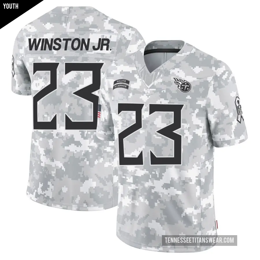 Youth Tennessee Titans ＃23 Kevin Winston Jr. Arctic Camo Limited 2024 Salute to Service Jersey