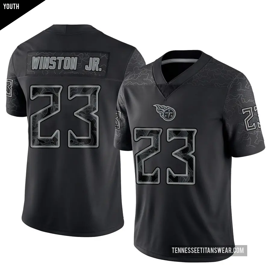Youth Tennessee Titans ＃23 Kevin Winston Jr. Black Limited Reflective Jersey