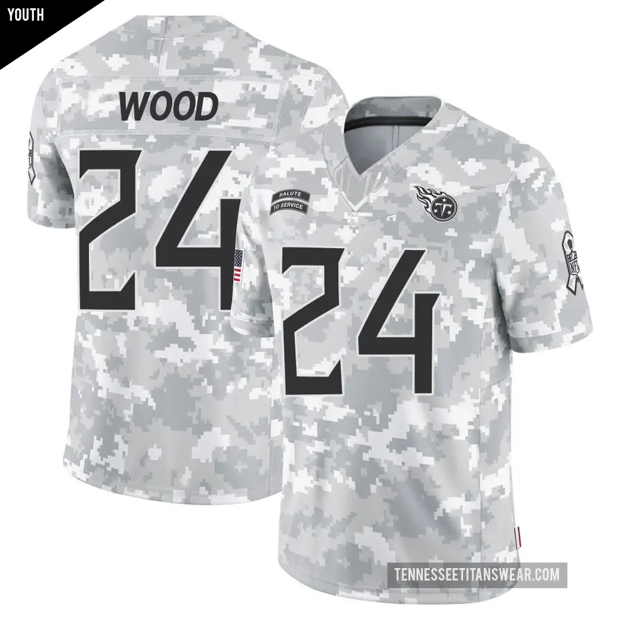 Youth Tennessee Titans ＃24 Julius Wood Arctic Camo Limited 2024 Salute to Service Jersey