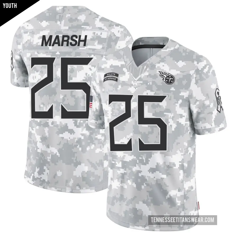 Youth Tennessee Titans ＃25 Armani Marsh Arctic Camo Limited 2024 Salute to Service Jersey