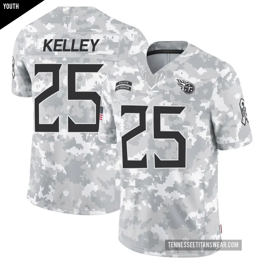 Youth Tennessee Titans ＃25 Joshua Kelley Arctic Camo Limited 2024 Salute to Service Jersey
