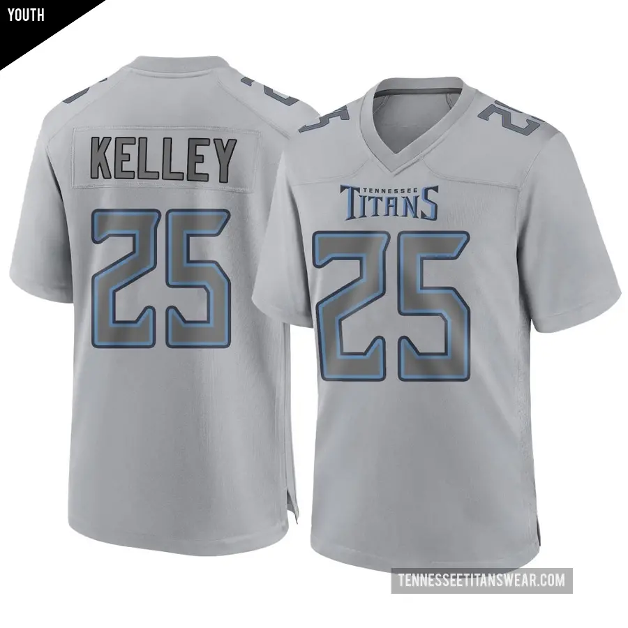 Youth Tennessee Titans ＃25 Joshua Kelley Gray Game Atmosphere Fashion Jersey