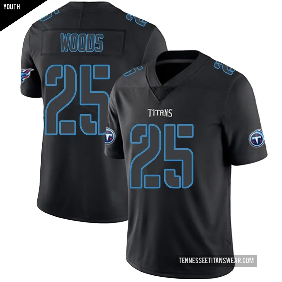 Youth Tennessee Titans ＃25 Xavier Woods Black Impact Limited Jersey