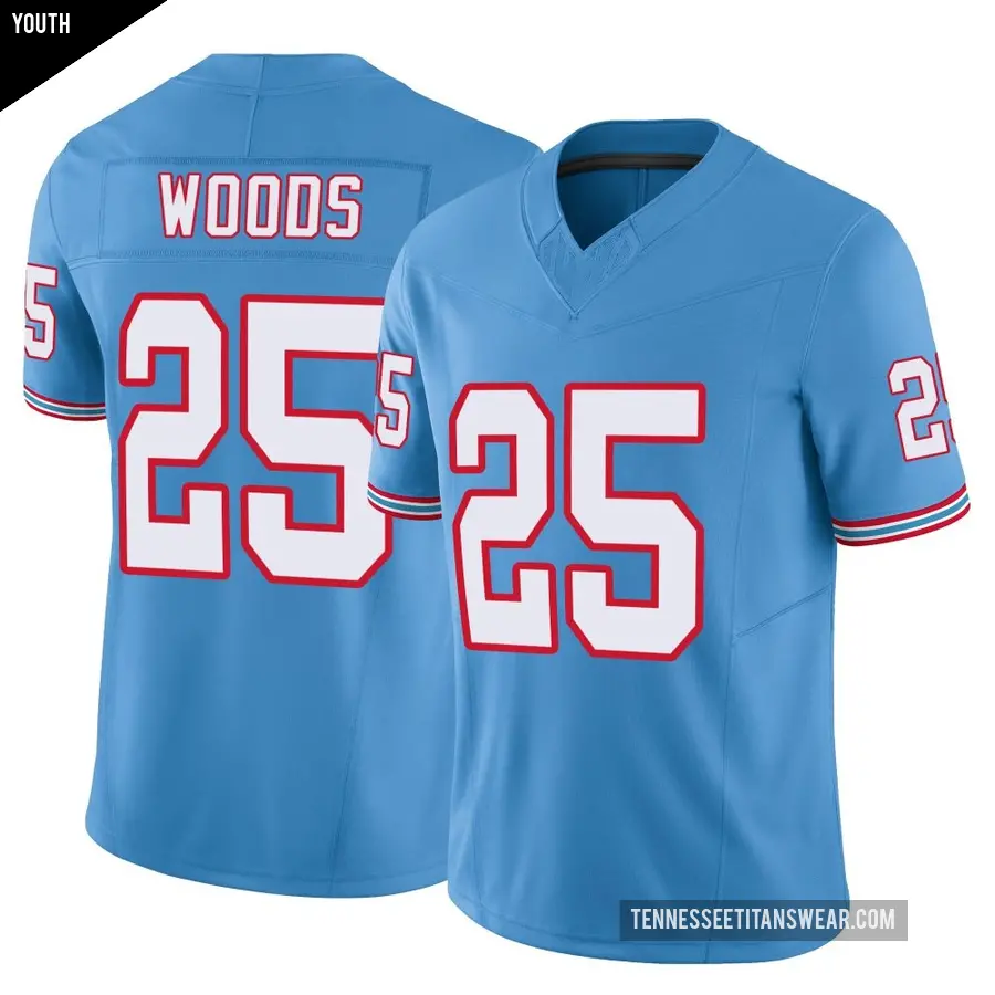 Youth Tennessee Titans ＃25 Xavier Woods Light Blue Limited Vapor F.U.S.E. Jersey