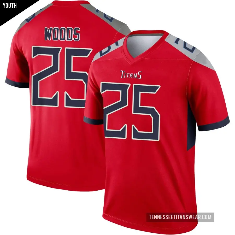 Youth Tennessee Titans ＃25 Xavier Woods Red Legend Inverted Jersey