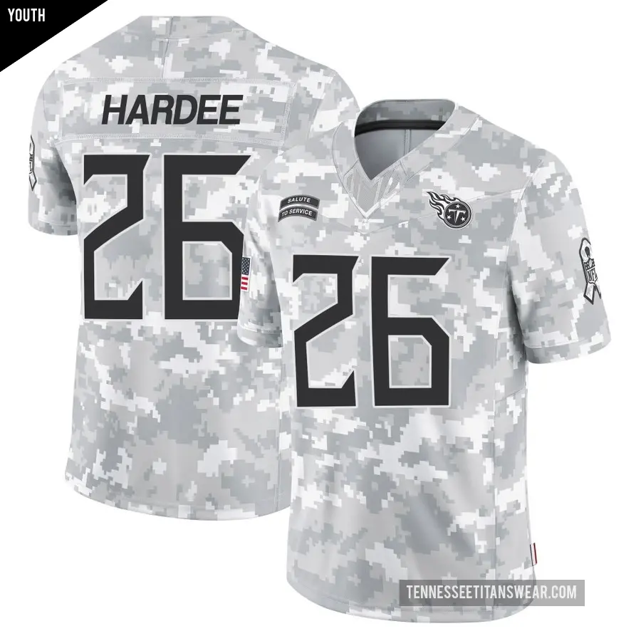 Youth Tennessee Titans ＃26 Justin Hardee Sr. Arctic Camo Limited 2024 Salute to Service Jersey