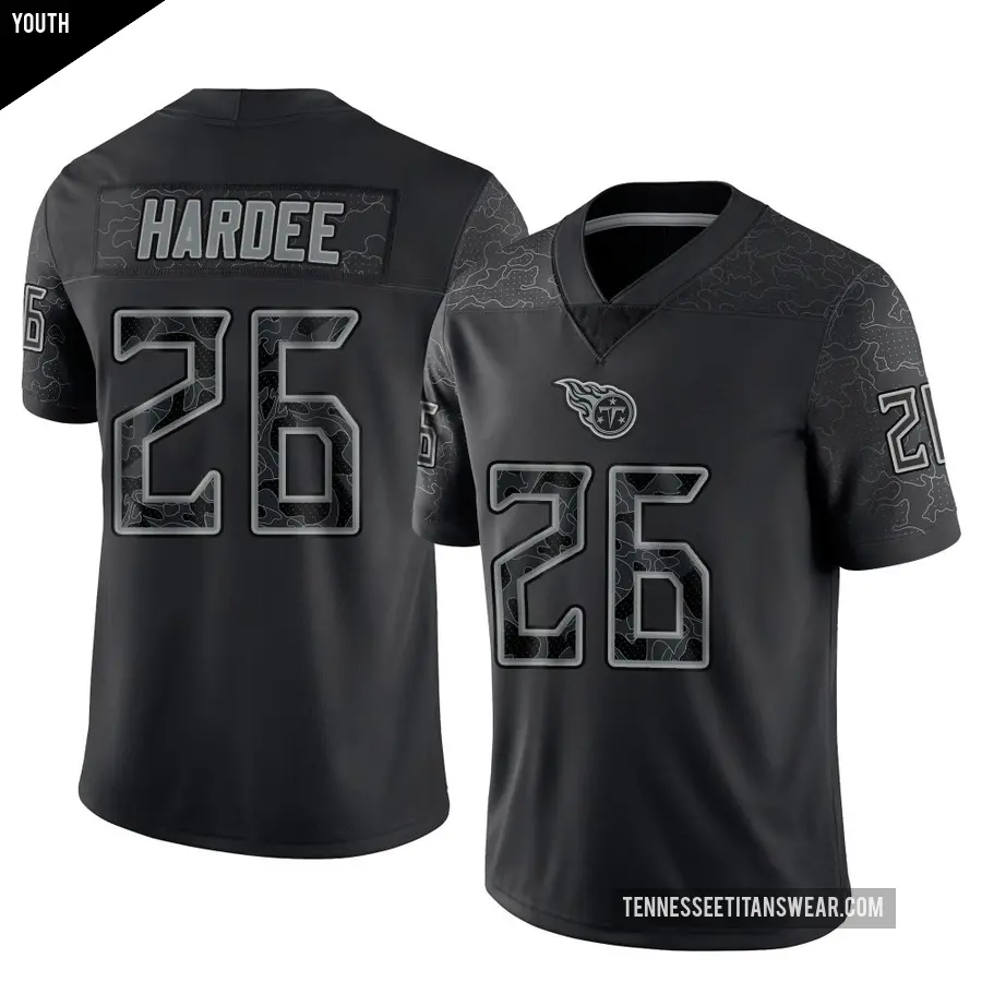 Youth Tennessee Titans ＃26 Justin Hardee Sr. Black Limited Reflective Jersey