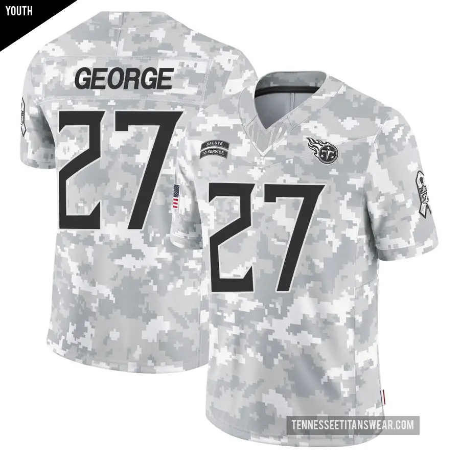 Youth Tennessee Titans ＃27 Eddie George Arctic Camo Limited 2024 Salute to Service Jersey