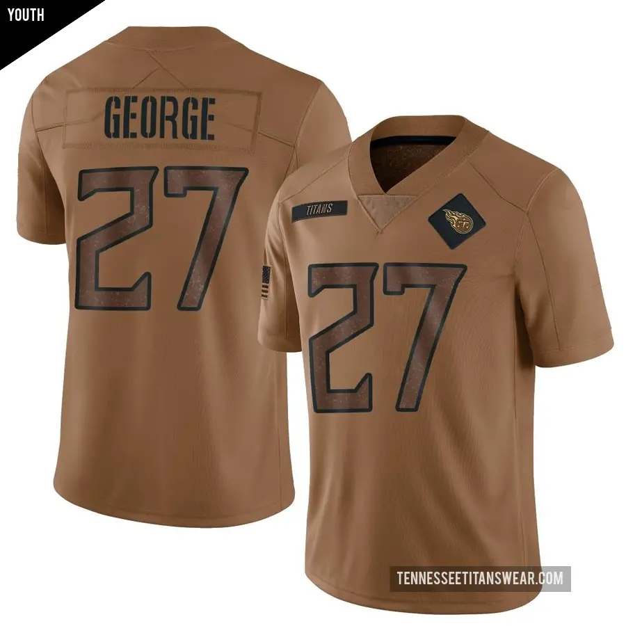 Youth Tennessee Titans ＃27 Eddie George Brown Limited 2023 Salute To Service Jersey
