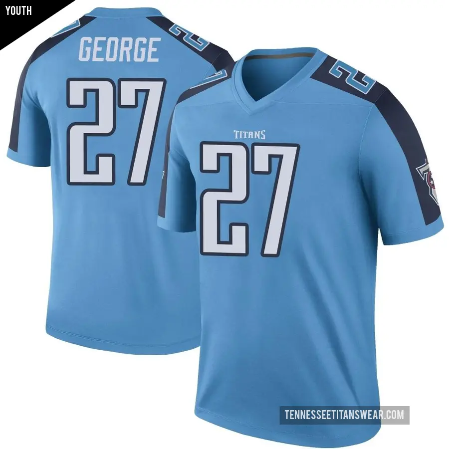 Youth Tennessee Titans ＃27 Eddie George Light Blue Legend Color Rush Jersey