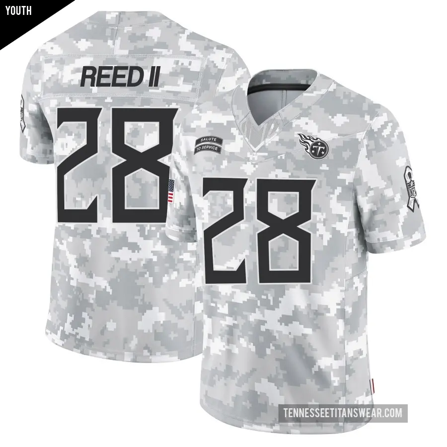 Youth Tennessee Titans ＃28 Jerrick Reed II Arctic Camo Limited 2024 Salute to Service Jersey