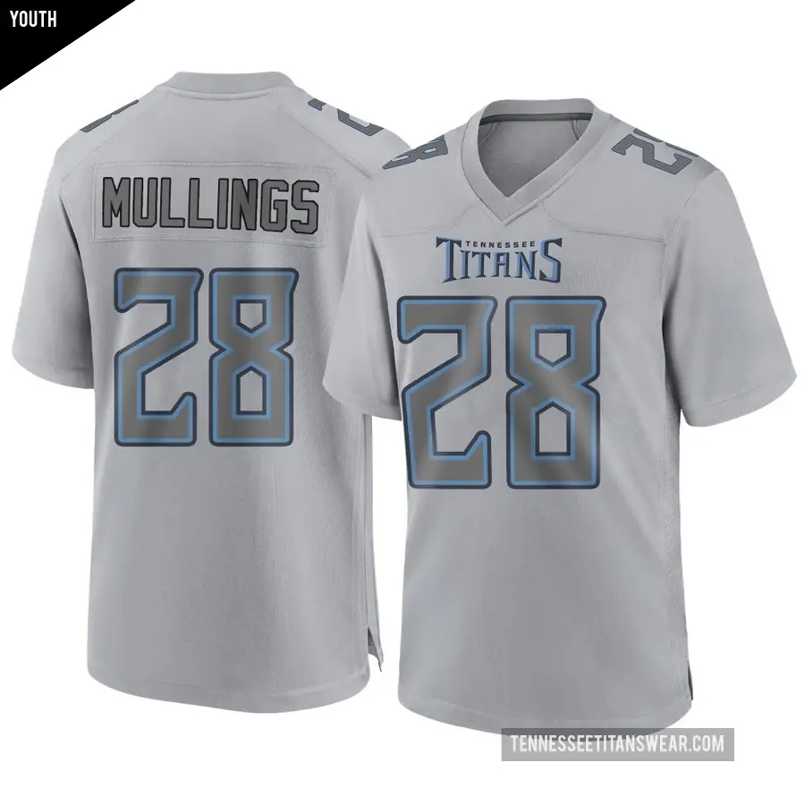 Youth Tennessee Titans ＃28 Kalel Mullings Gray Game Atmosphere Fashion Jersey