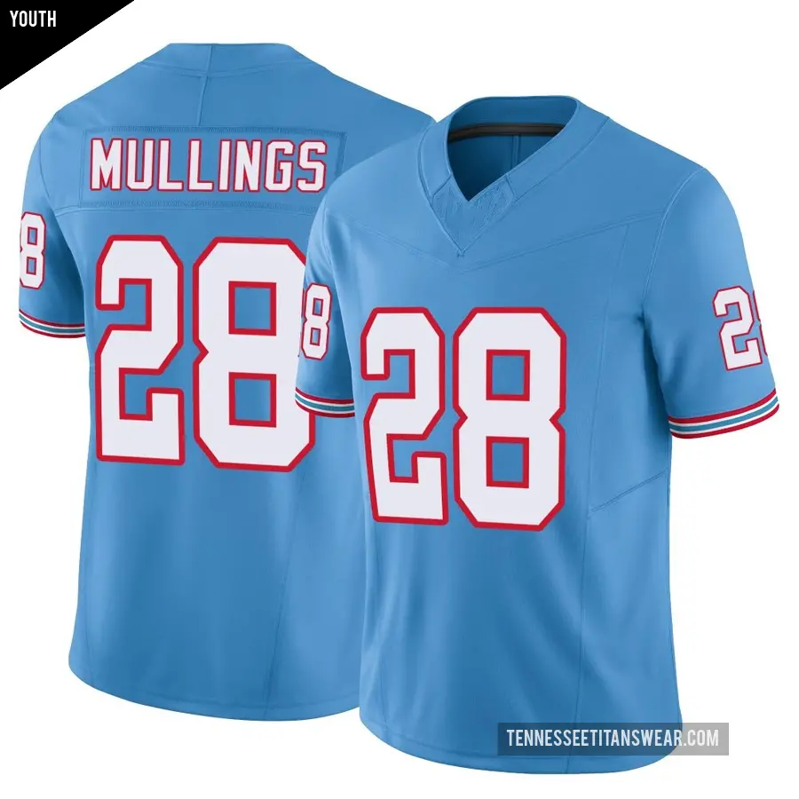 Youth Tennessee Titans ＃28 Kalel Mullings Light Blue Limited Vapor F.U.S.E. Jersey