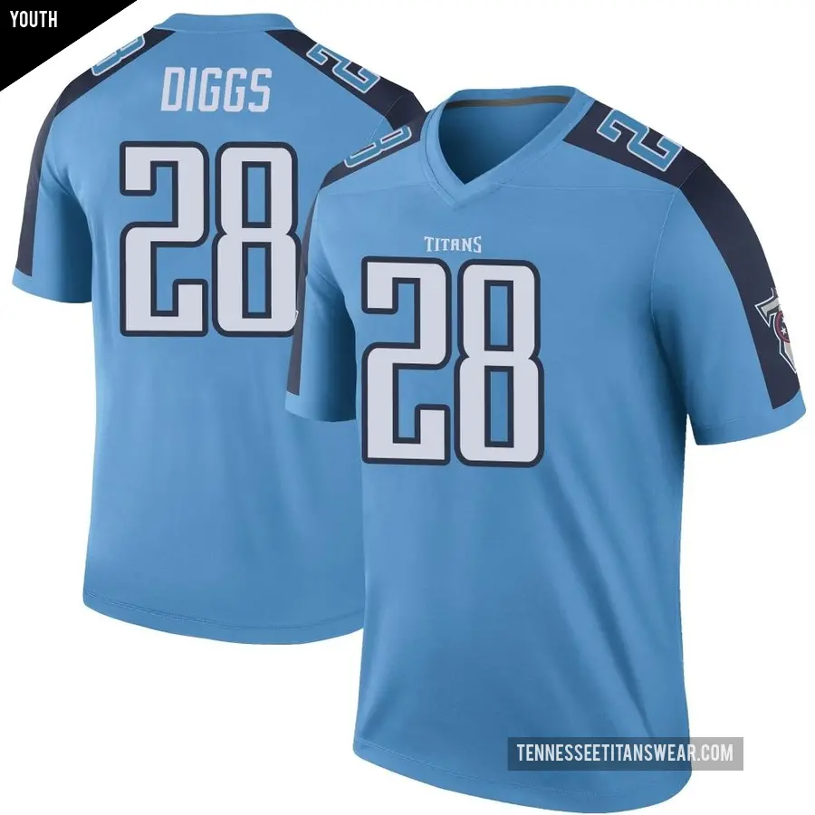 Youth Tennessee Titans ＃28 Quandre Diggs Light Blue Legend Color Rush Jersey