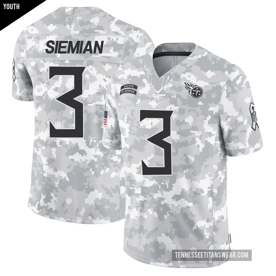 Youth Tennessee Titans ＃3 Trevor Siemian Arctic Camo Limited 2024 Salute to Service Jersey