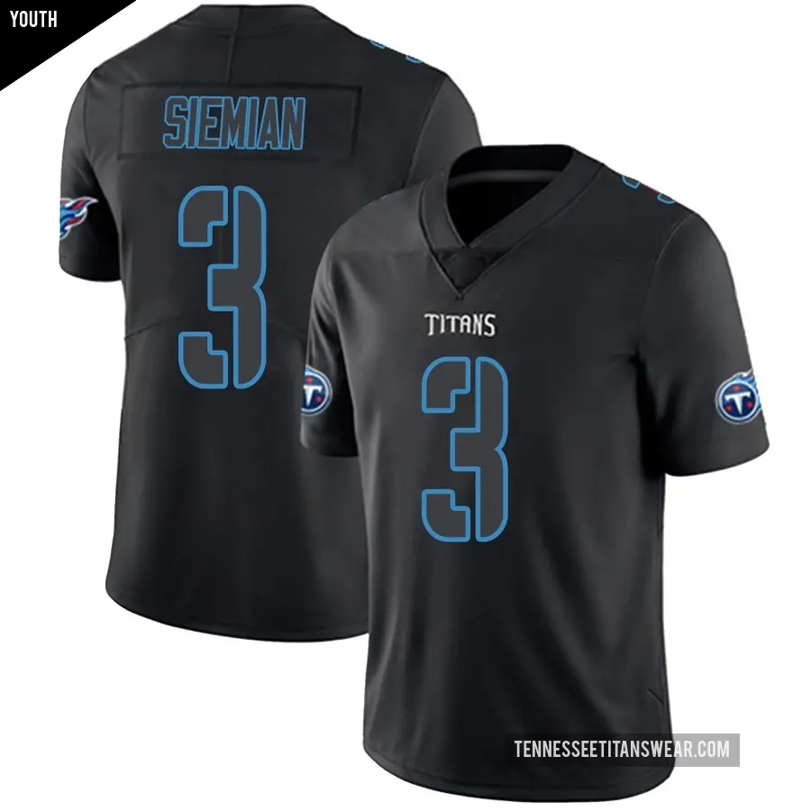Youth Tennessee Titans ＃3 Trevor Siemian Black Impact Limited Jersey