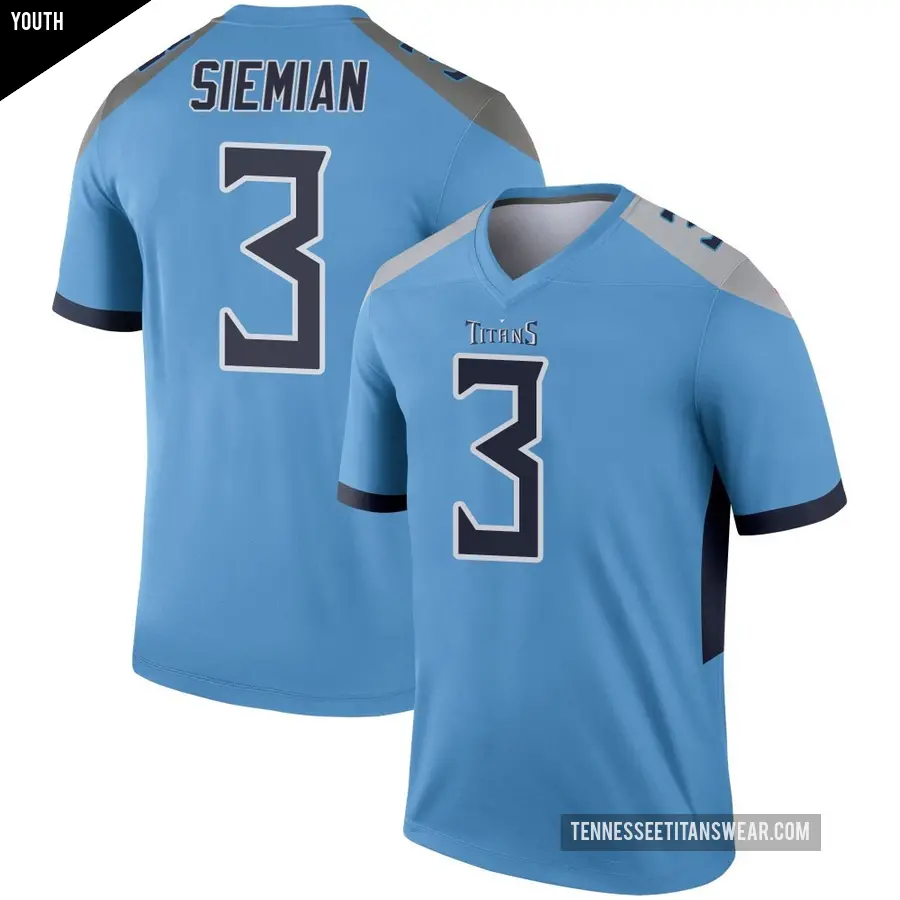 Youth Tennessee Titans ＃3 Trevor Siemian Light Blue Legend Jersey
