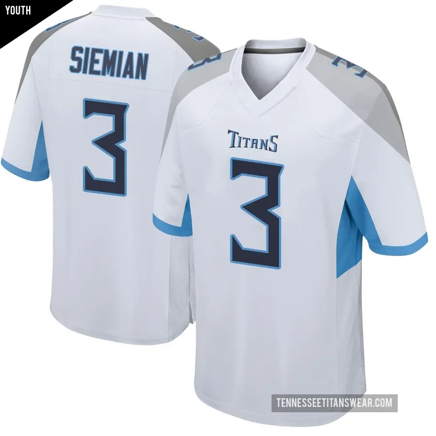 Youth Tennessee Titans ＃3 Trevor Siemian White Game Jersey