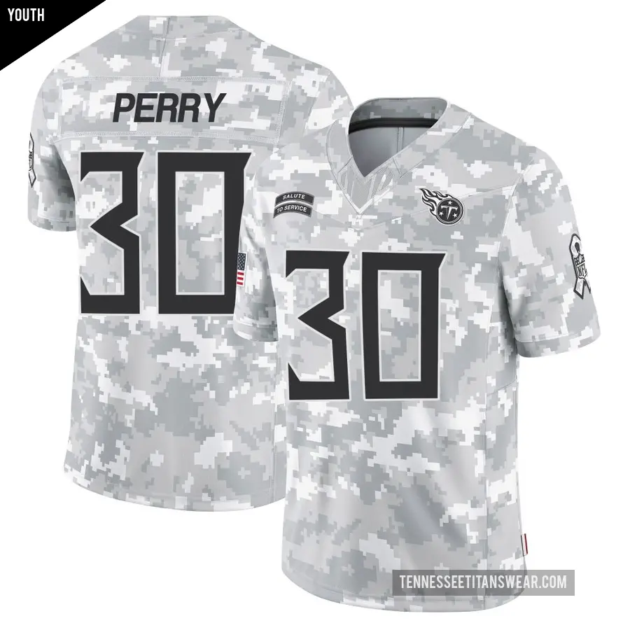 Youth Tennessee Titans ＃30 Mark Perry Arctic Camo Limited 2024 Salute to Service Jersey