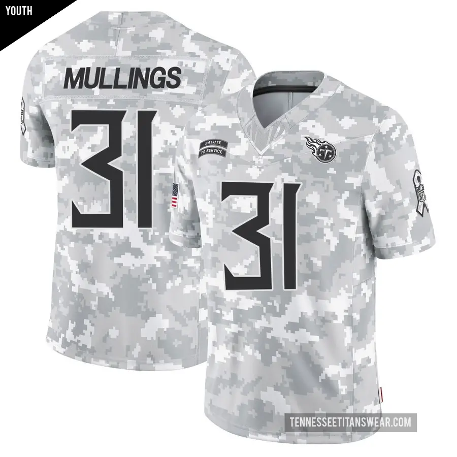 Youth Tennessee Titans ＃31 Kalel Mullings Arctic Camo Limited 2024 Salute to Service Jersey