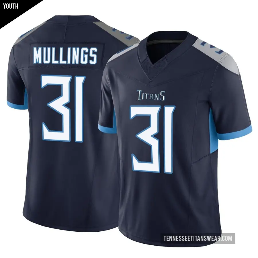 Youth Tennessee Titans ＃31 Kalel Mullings Navy Limited Vapor F.U.S.E. Jersey