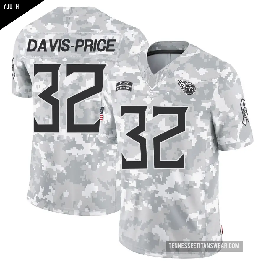 Youth Tennessee Titans ＃32 Tyrion Davis-Price Arctic Camo Limited 2024 Salute to Service Jersey